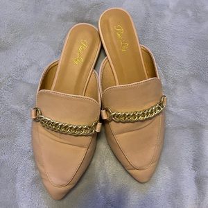 Beige/tan leather mules size 6.5